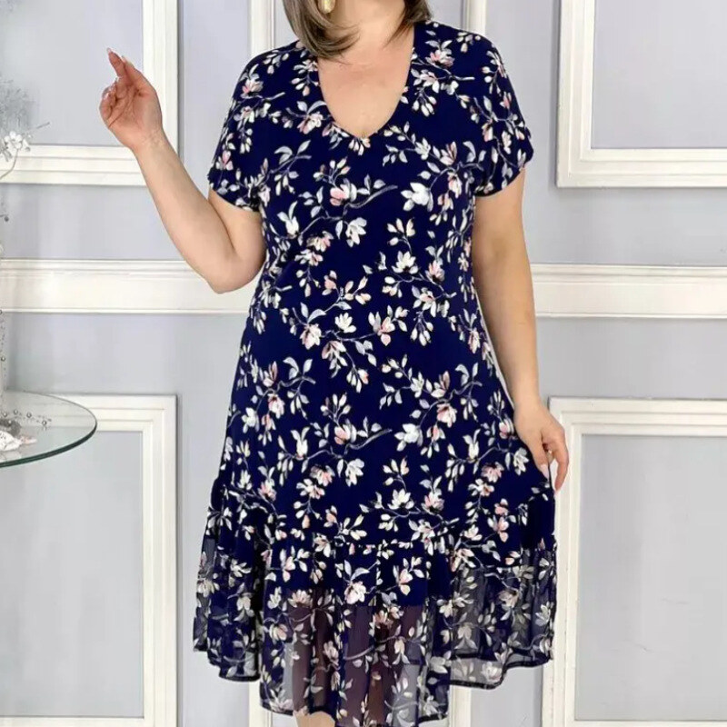 Compre 1 e ganhe 1 grátis!【S-5XL】👗2024 Novo vestido com estampa floral moderno e elegante