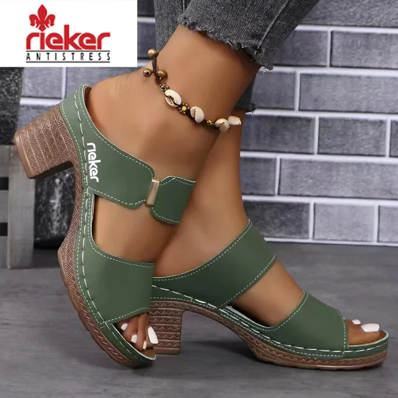 RIEKER 2025 novas sandálias de massagem com cunha