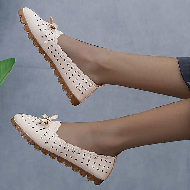 Feminino confortável casual casual cor sólida verão arco apartamentos