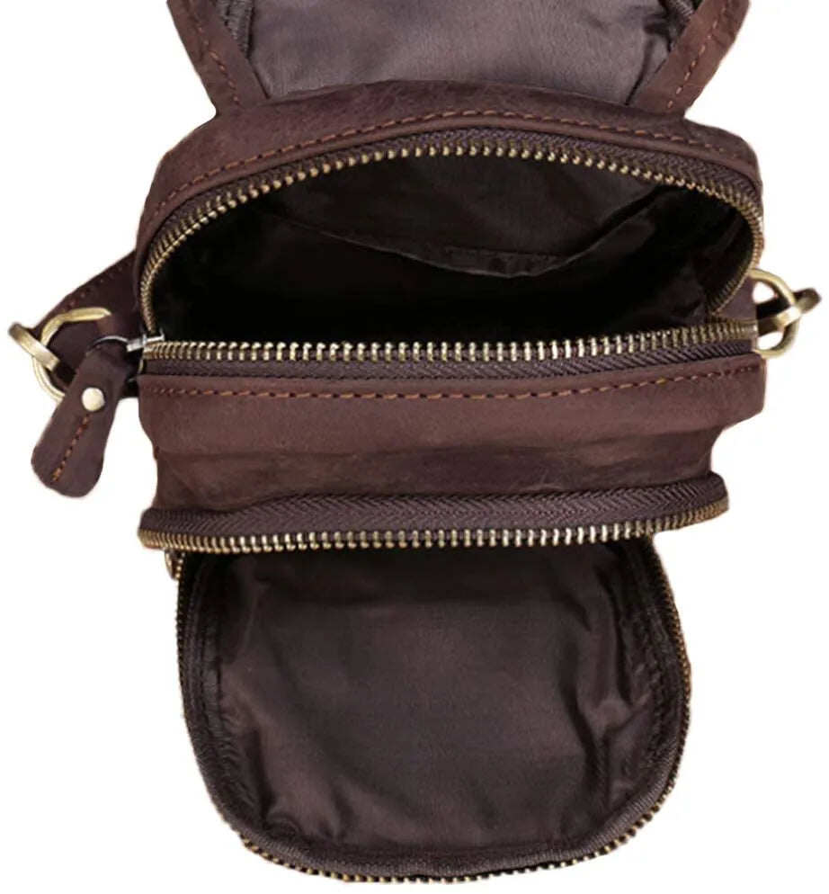 Bolsa de ombro pequena de couro com bolso, bolsa crossbody para celular, bolsa para dinheiro, carteira, bolsa de cintura, pochete para homens