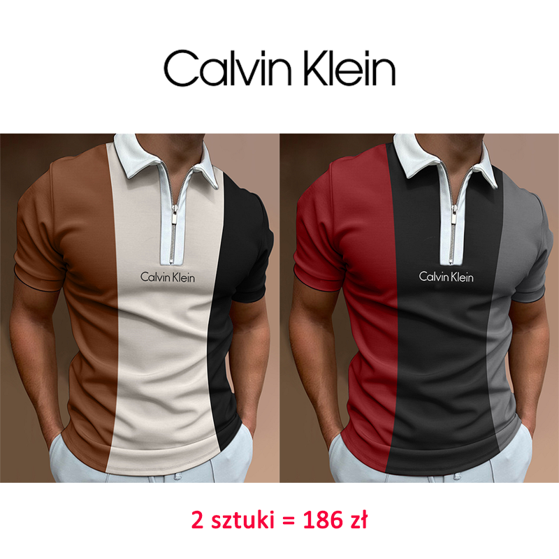 Calvin Klein ® Kontrastowa kolorowa swobodna koszulka polo , 2 sztuki