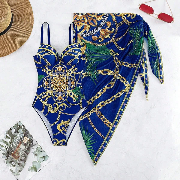 【Buy One Get One Free】Women's One-Piece Swimsuit and Cover-Up Set