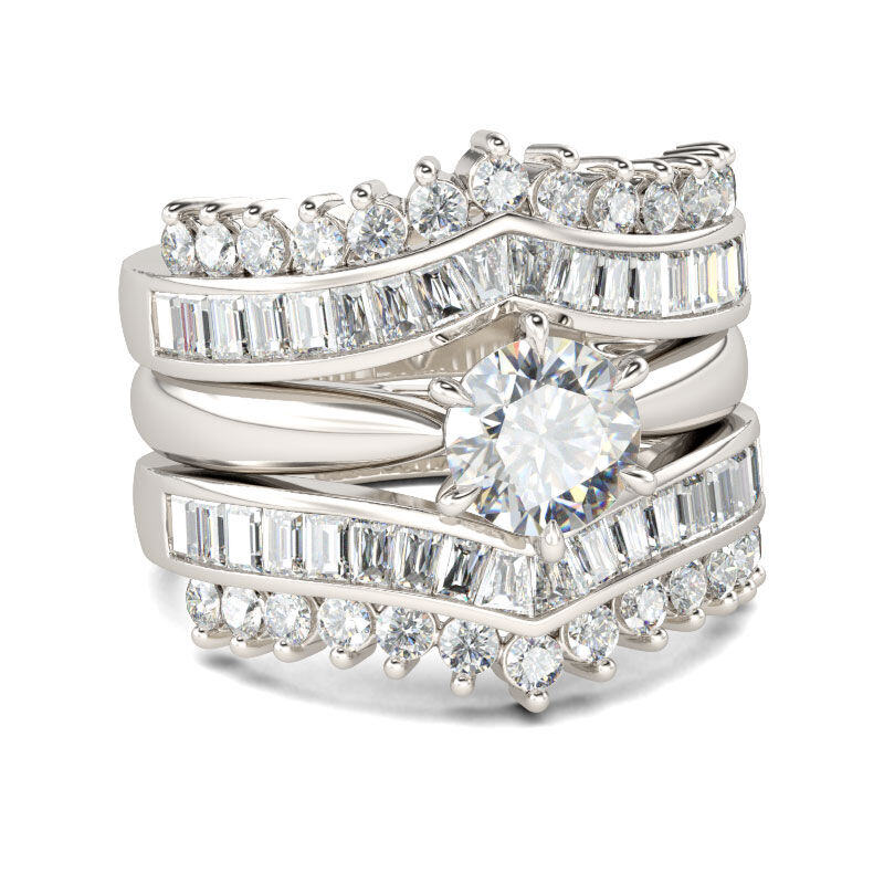 Комплект пръстени от 3 части от стерлингово сребро в стил ар деко