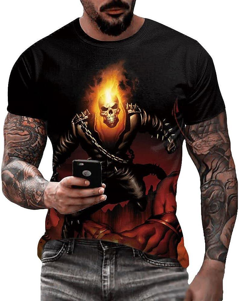 Men's 3D Print Skull T-Shirt 3D Creative Print Short Sleeve T-Shirt Casual Round Neck Novelty Street Fashion Tees Shirt