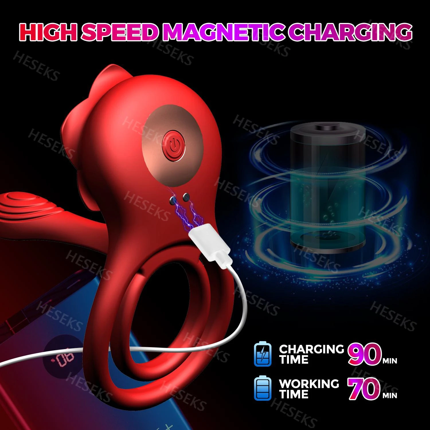 HESEKS Rose Вибриращ пенис пръстен 10 Вибрационен пенис пръстен Пенис вибратори G-точка Клиторален стимулатор Възрастни двойки Секс играчка за мъже