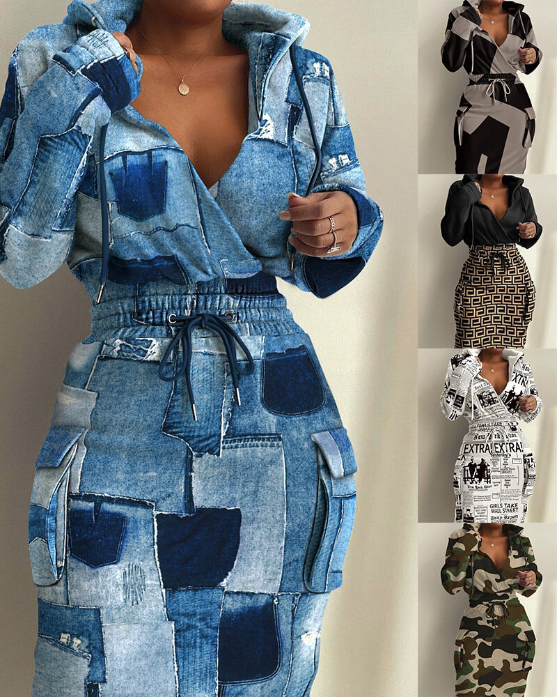 Louis Vuitton Vestido elegante estampado com bolso na cintura