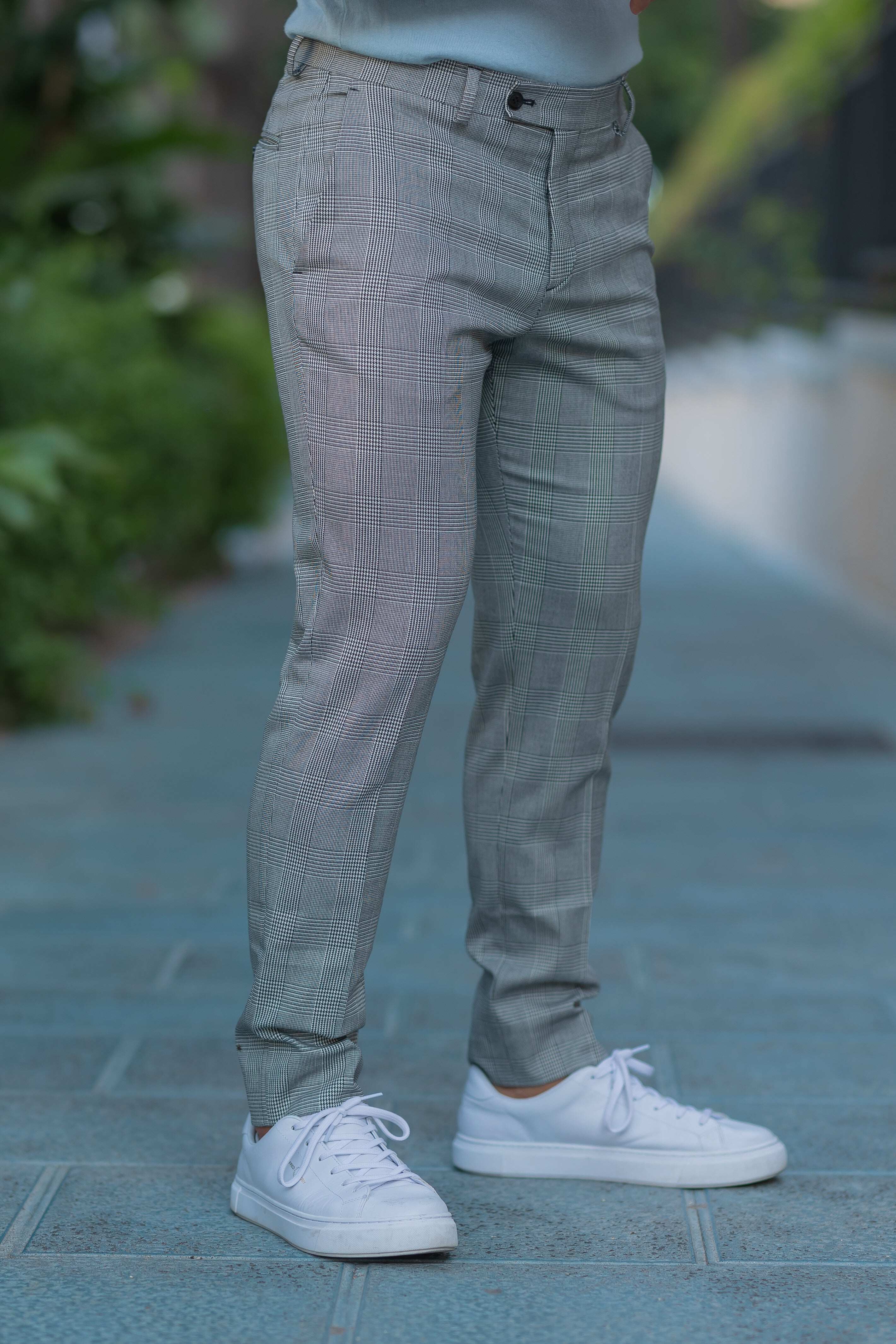 Father Sons Slim Formal Black / Ecru Prince of Wales Check Stretch Trousers - FSTR012