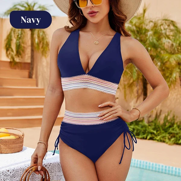 【Buy One Get One Free】💃Colorful High Waist Tummy Control Bikini Set