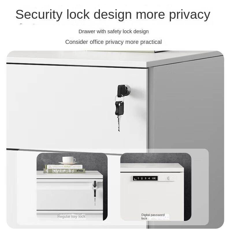 Factory Direct Customized 390*500*600mm Three Drawers Silent Wheel Movable Cabinet with Key Lock