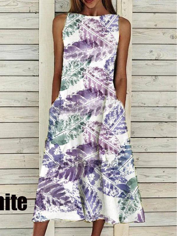 Ležérní véčkový výstřih bez rukávů a maxi šaty s květinovým vzorem