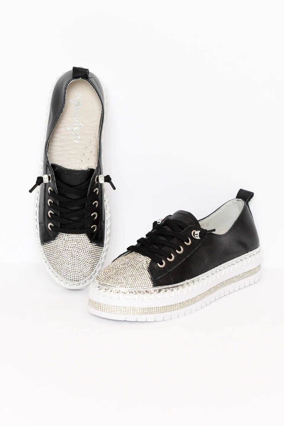 Tênis de couro Crystal Silver - 50% de desconto por tempo limitado