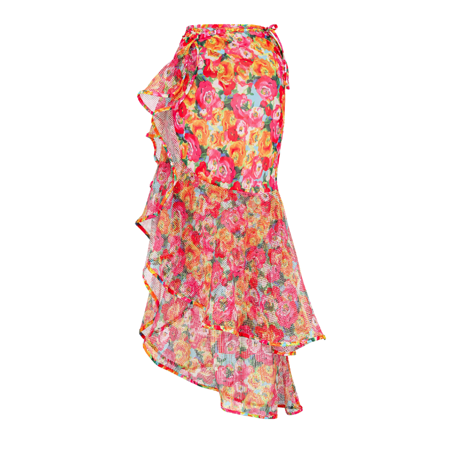 👑 Detachable Double Shoulder Strap With Ruffles One Piece Swimsuit and Sarong 💟