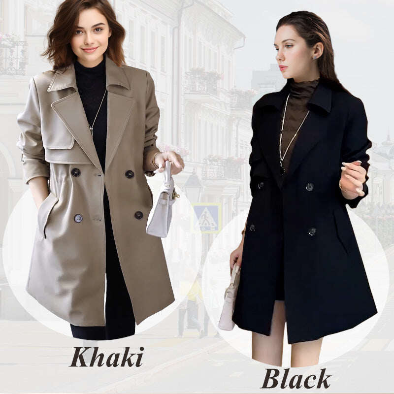❄️Promoções de inverno❄️ Trench coat confortável com cintura e lapelas