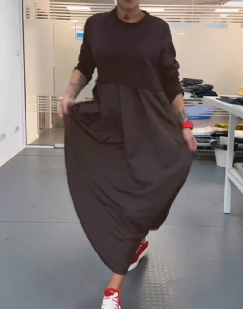 Vestido maxi casual de cor sólida