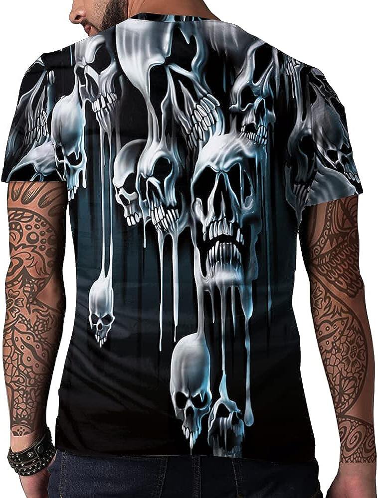 Men's 3D Print Skull T-Shirt 3D Creative Print Short Sleeve T-Shirt Casual Round Neck Novelty Street Fashion Tees Shirt