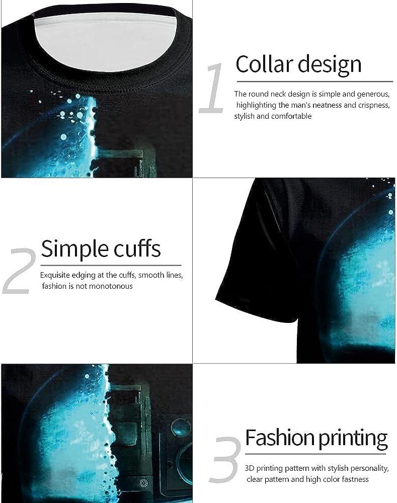 Men's 3D Print Skull T-Shirt 3D Creative Print Short Sleeve T-Shirt Casual Round Neck Novelty Street Fashion Tees Shirt