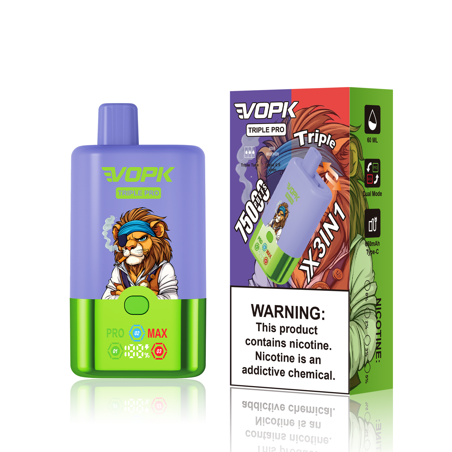 VOPK Triple Pro 75K 3 In 1 Flavors 75000 Puff