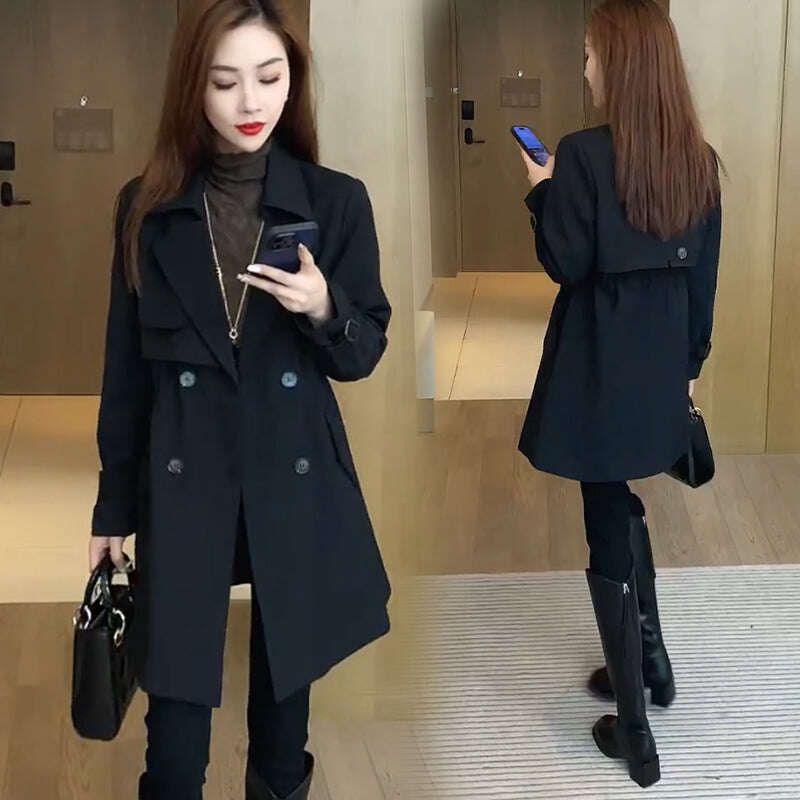 ❄️Promoções de inverno❄️ Trench coat confortável com cintura e lapelas