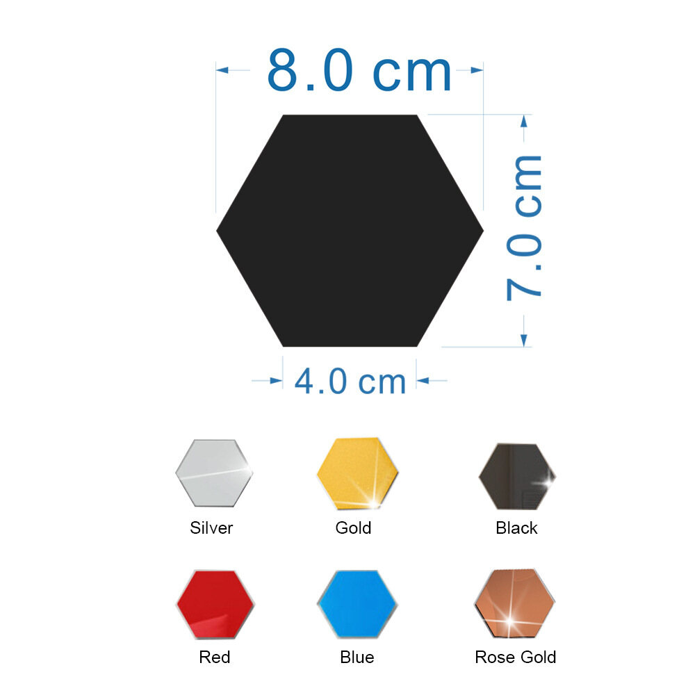 Adesivos de parede espelhados acrílicos hexagonais tridimensionais DIY adesivos de parede autoadesivos decoração de casa adesivos de parede de fundo