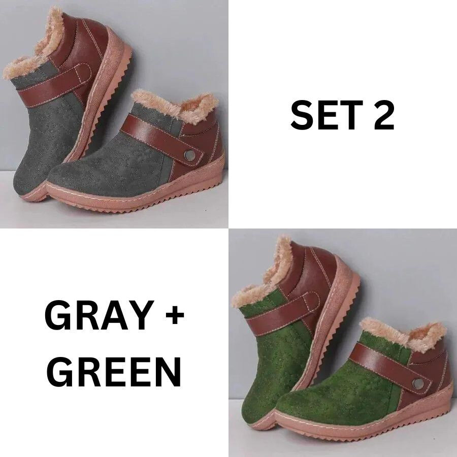 🔥Último dia com 49% de desconto - Novas botas de neve antiderrapantes de lã de cor combinando com a cabeça redonda de inverno