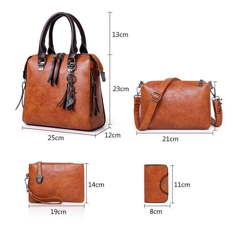 🔥4-piece set. genuine leather handbag (Save €50 on purchases over €100)
