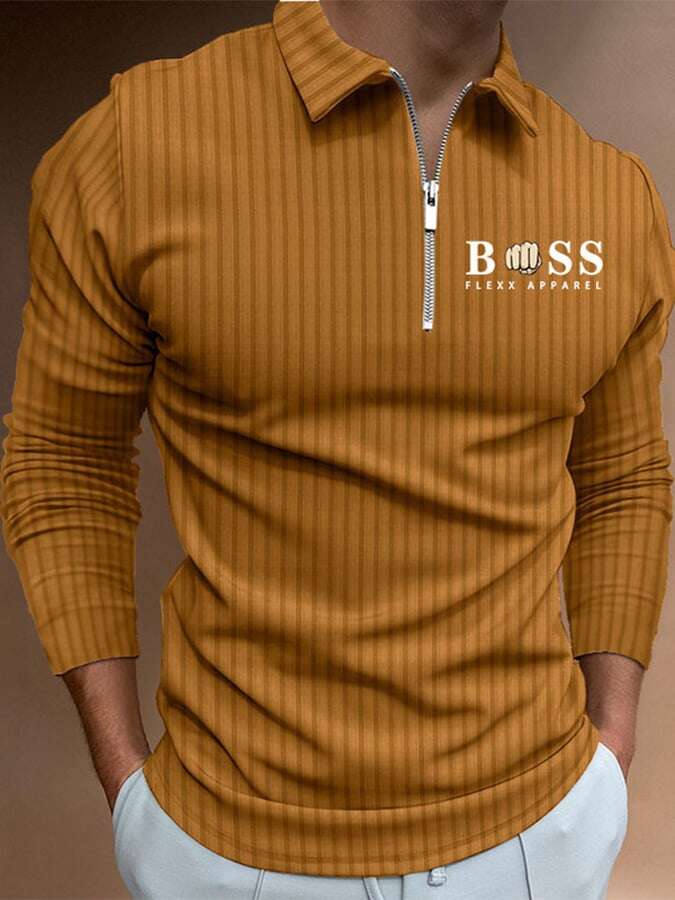 Pulôver com estampado de riscas e letras polo casual