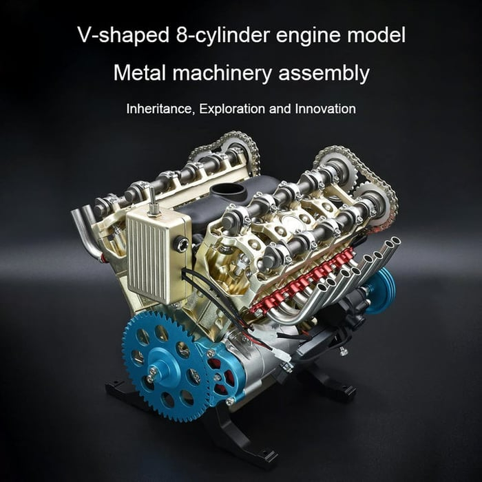 Kit de ensamblaje mecánico de motor de coche V8 de metal para aprender a armar (3 años de garantía)