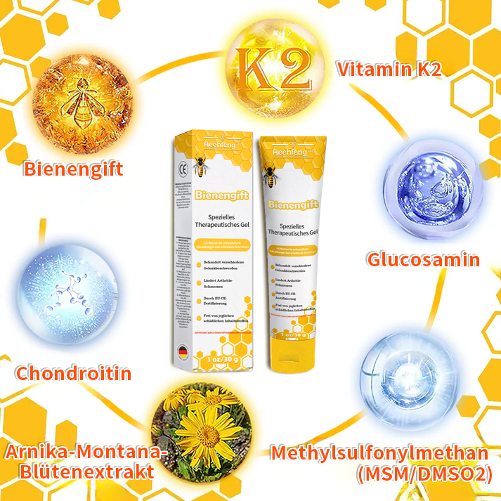 🐝🐝Aeehfeng™ Bee Venom Joint Therapy Pain Relief Gel (Extrato de Abelha da Nova Zelândia - Especializado em dores ortopédicas e de artrite)
