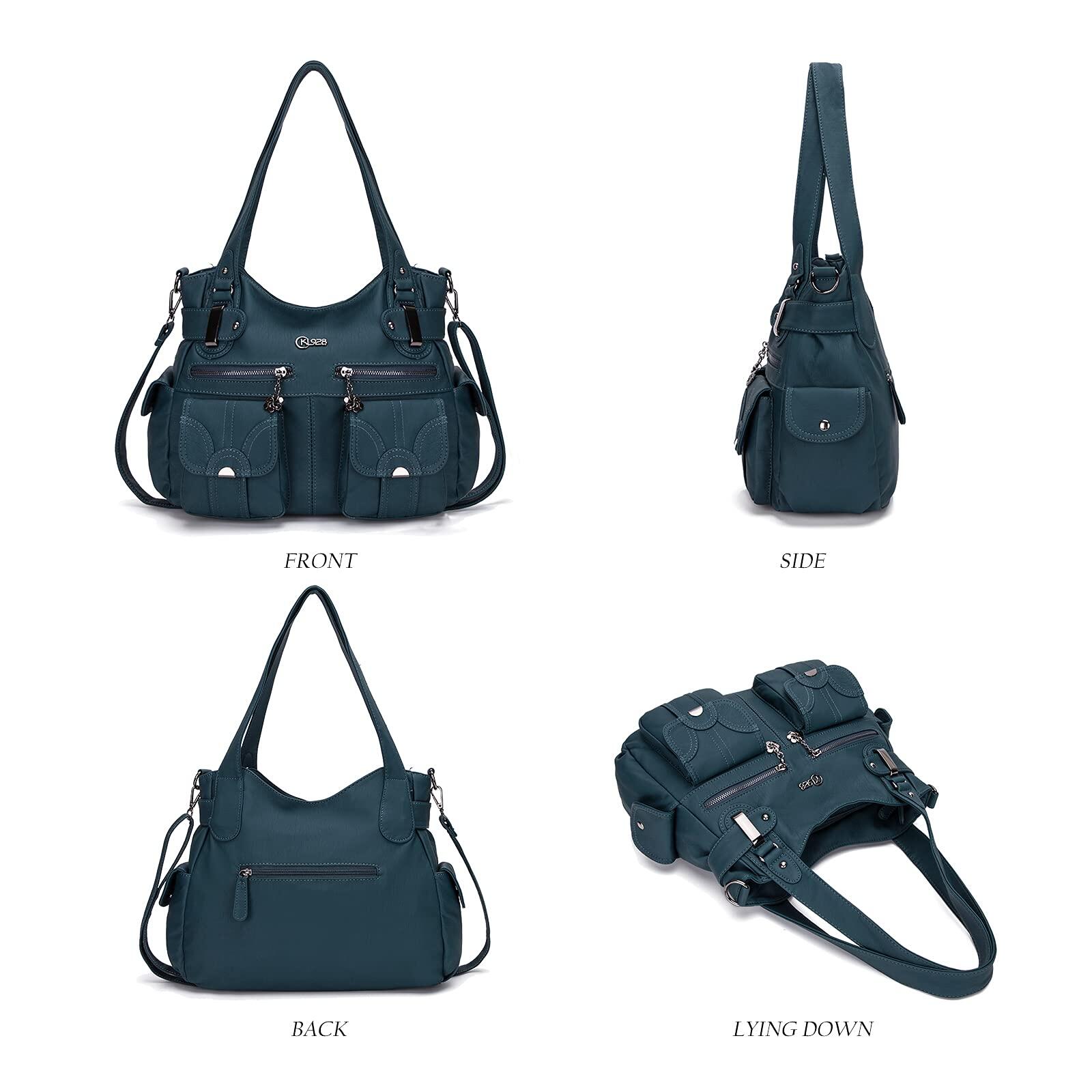 Bolsa de couro premium com muitos bolsos