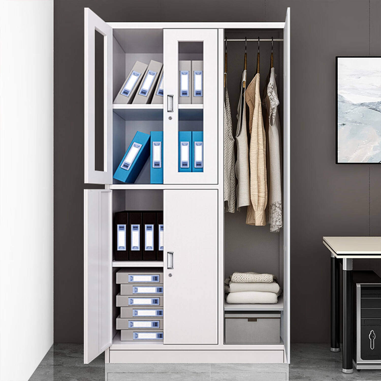 Factory Wholesale 1850*950*420mm Adjustable Laminates Silent Rail Track Hidden Handle Personal Wardrobe