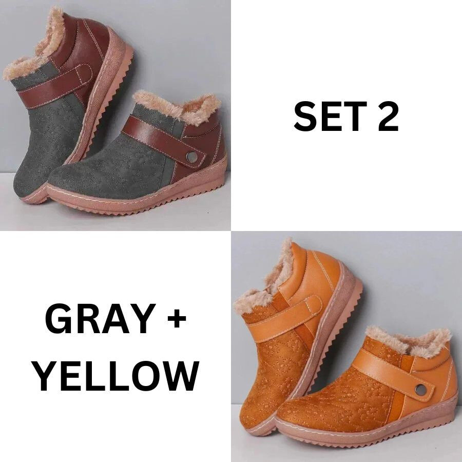 🔥Último dia com 49% de desconto - Novas botas de neve antiderrapantes de lã de cor combinando com a cabeça redonda de inverno