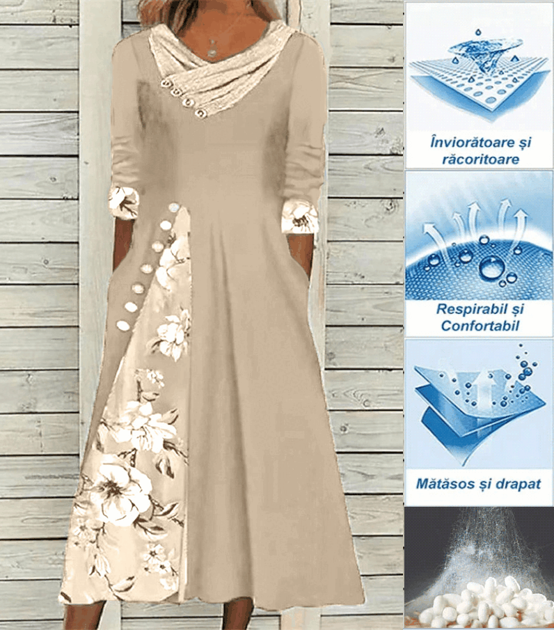 【S-3XL】2024 novo modelo e vestido com decote em v com bolso