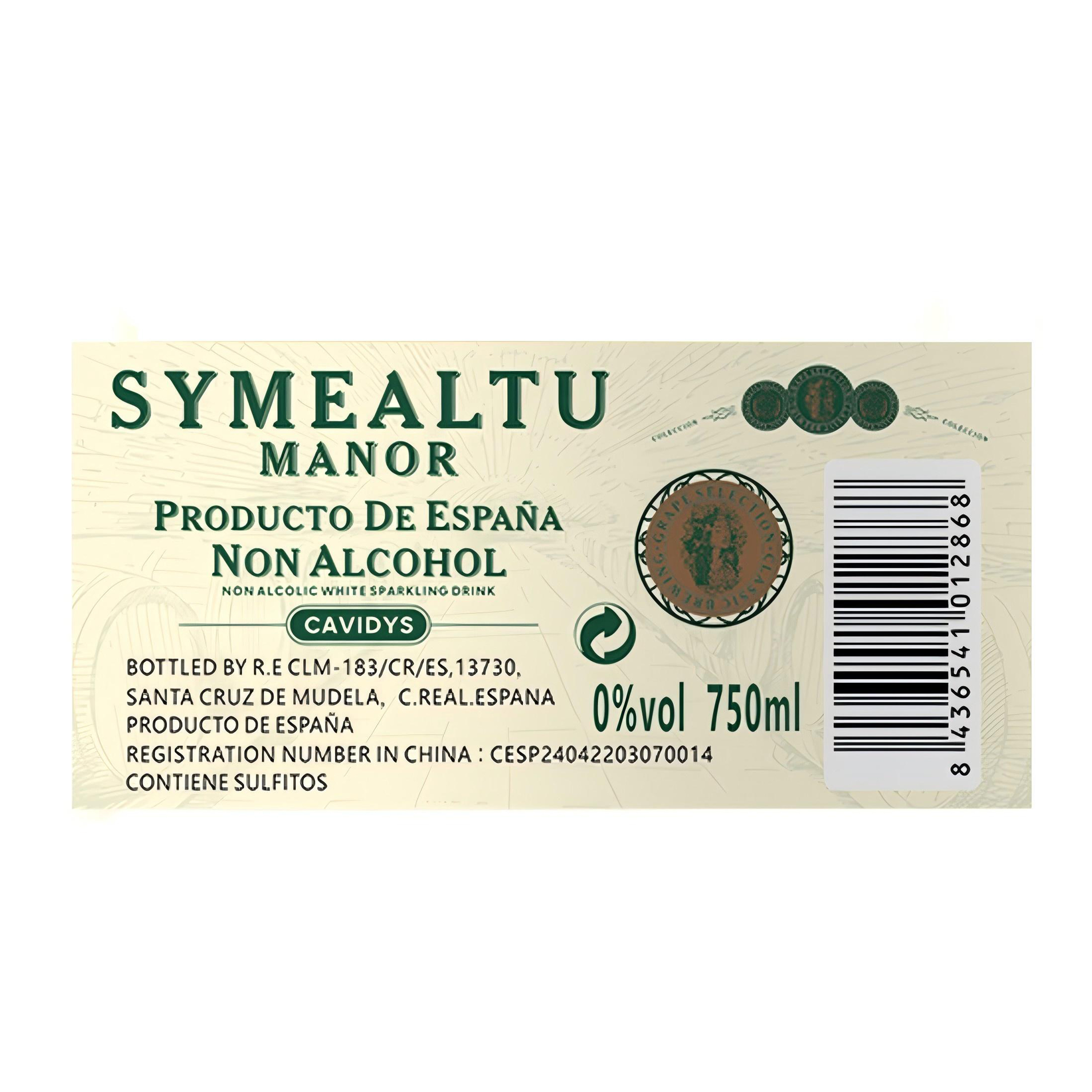 SYMEALTU MANOR-Alcohol-Free Sparkling White Wine