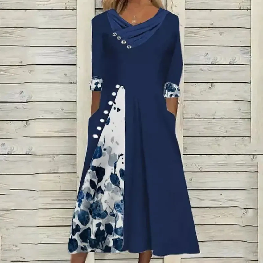 【S-3XL】2024 novo modelo e vestido com decote em v com bolso