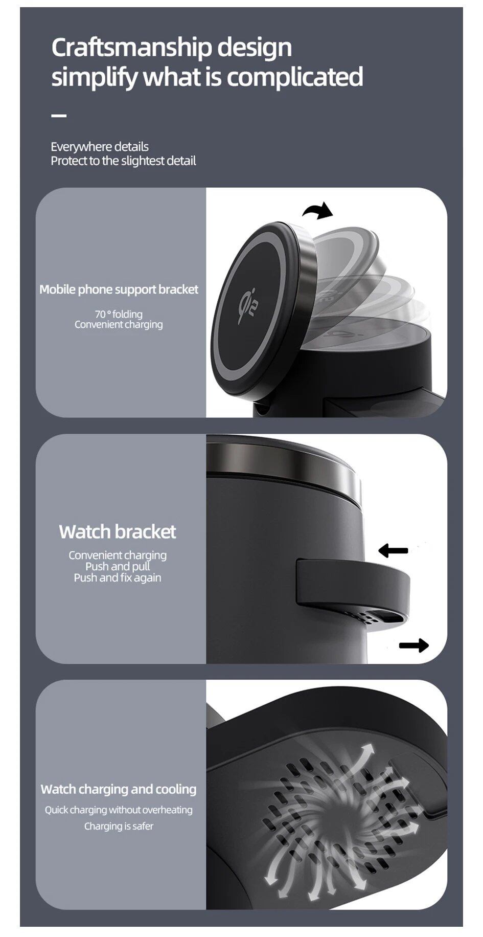 ⚡Magnético 3 em 1 Carregador sem fios dobrável
