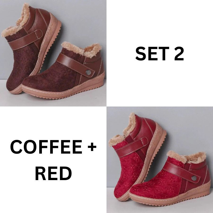 🔥Último dia com 49% de desconto - Novas botas de neve antiderrapantes de lã de cor combinando com a cabeça redonda de inverno