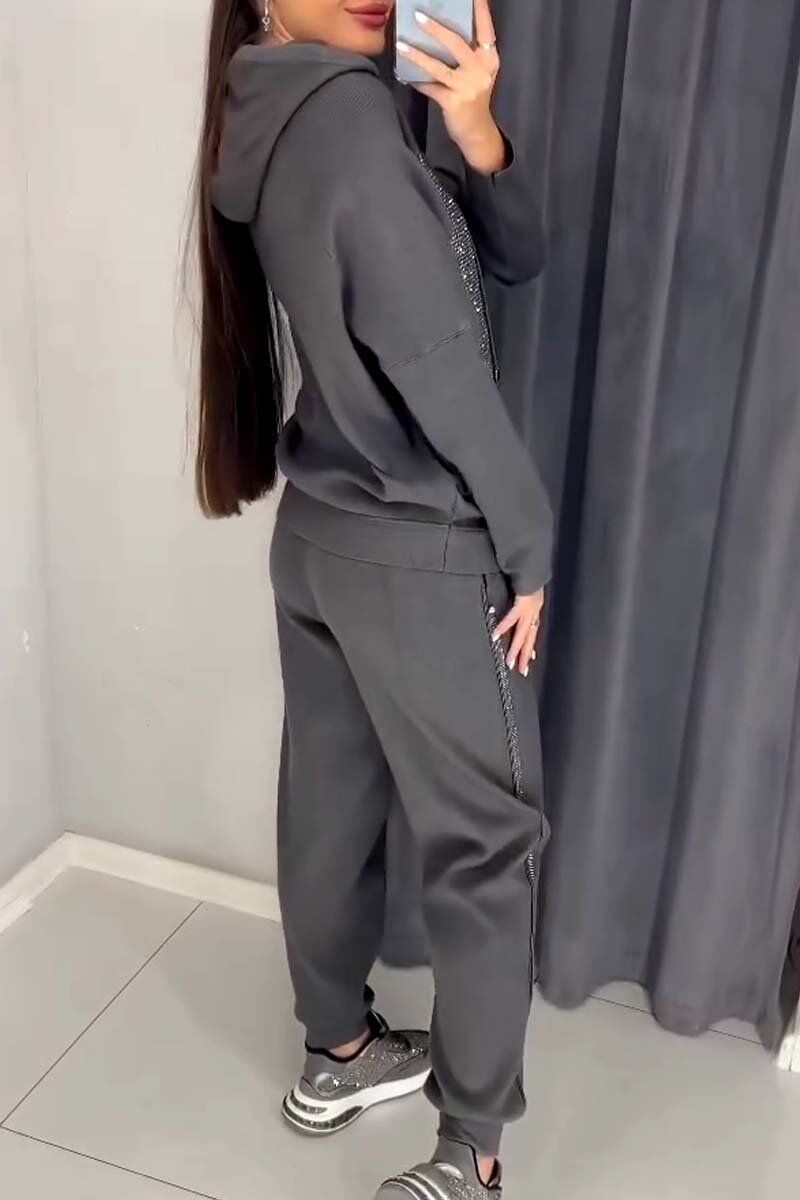 Roupa esportiva casual feminina com capuz