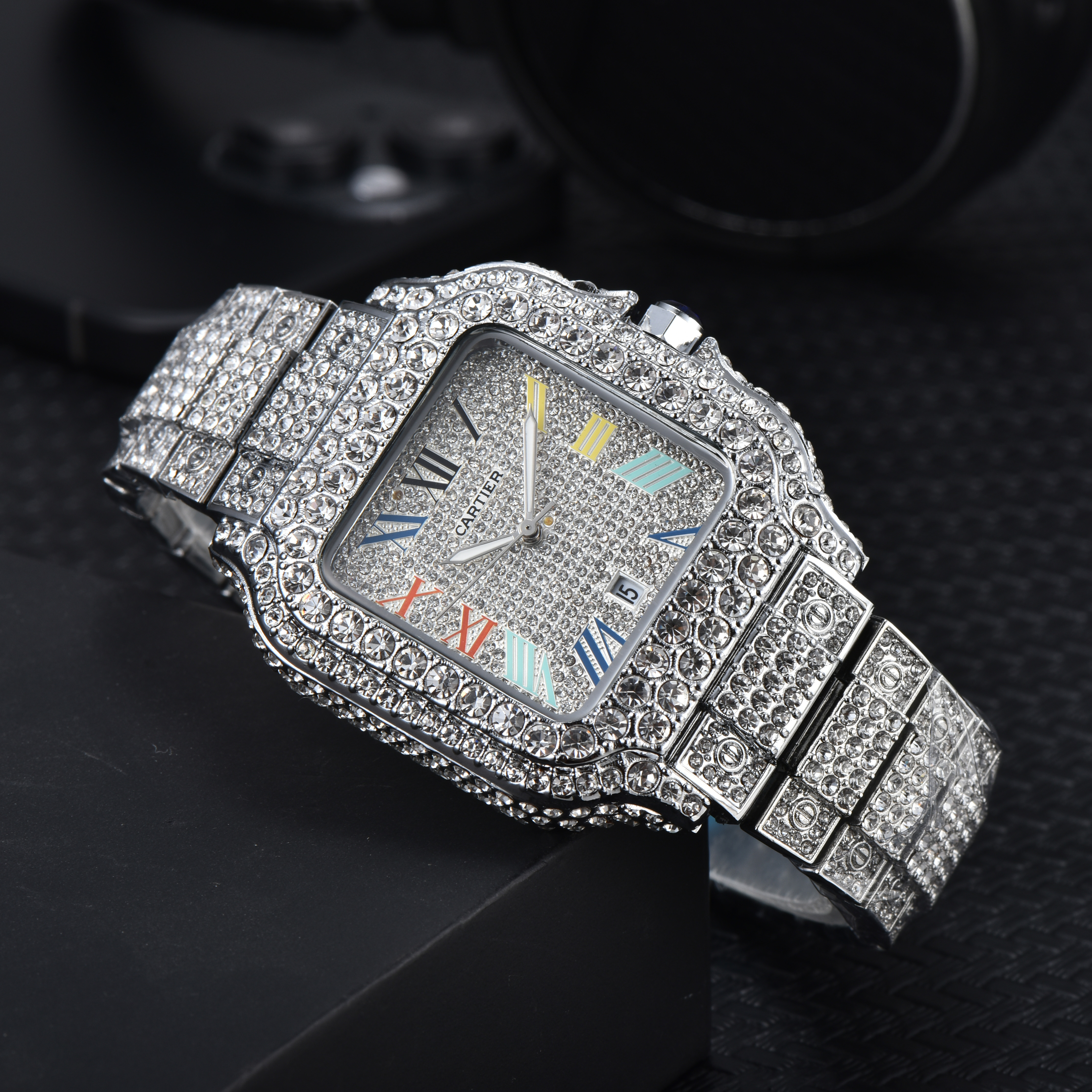 40mm Cartier Santos 100 XL - pełna tarcza ICED