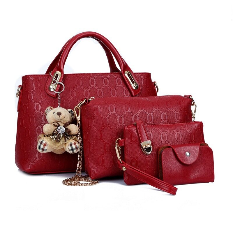 Bolsa elegante de quatro peças com charme de urso