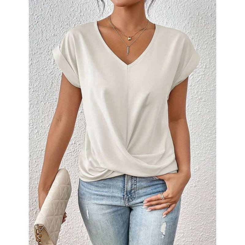 T-shirt z krótkim rękawem z skręconym pierścieniem V skręconym