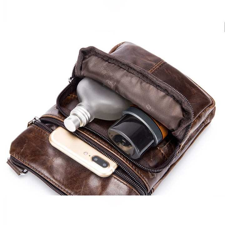 Męska skórzana mała torba listonoszka Crossbody