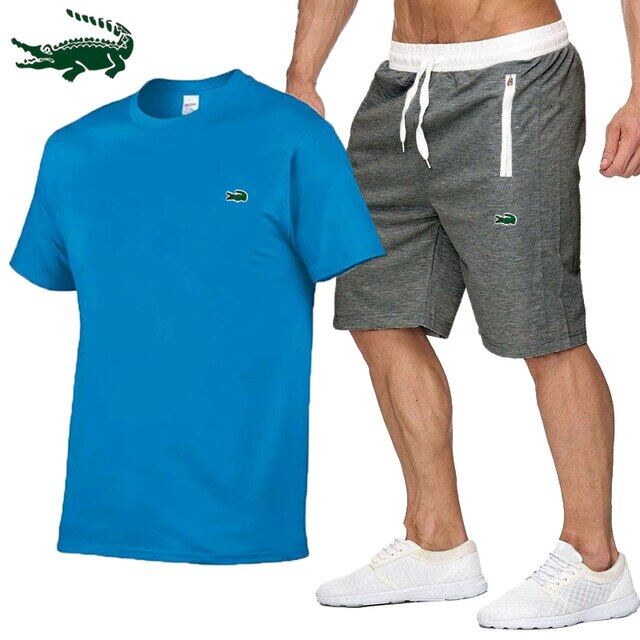 Cartelo High quality spring and summer new men's casual sports cotton round neck short-sleeved T-shirt+casual sports pants set