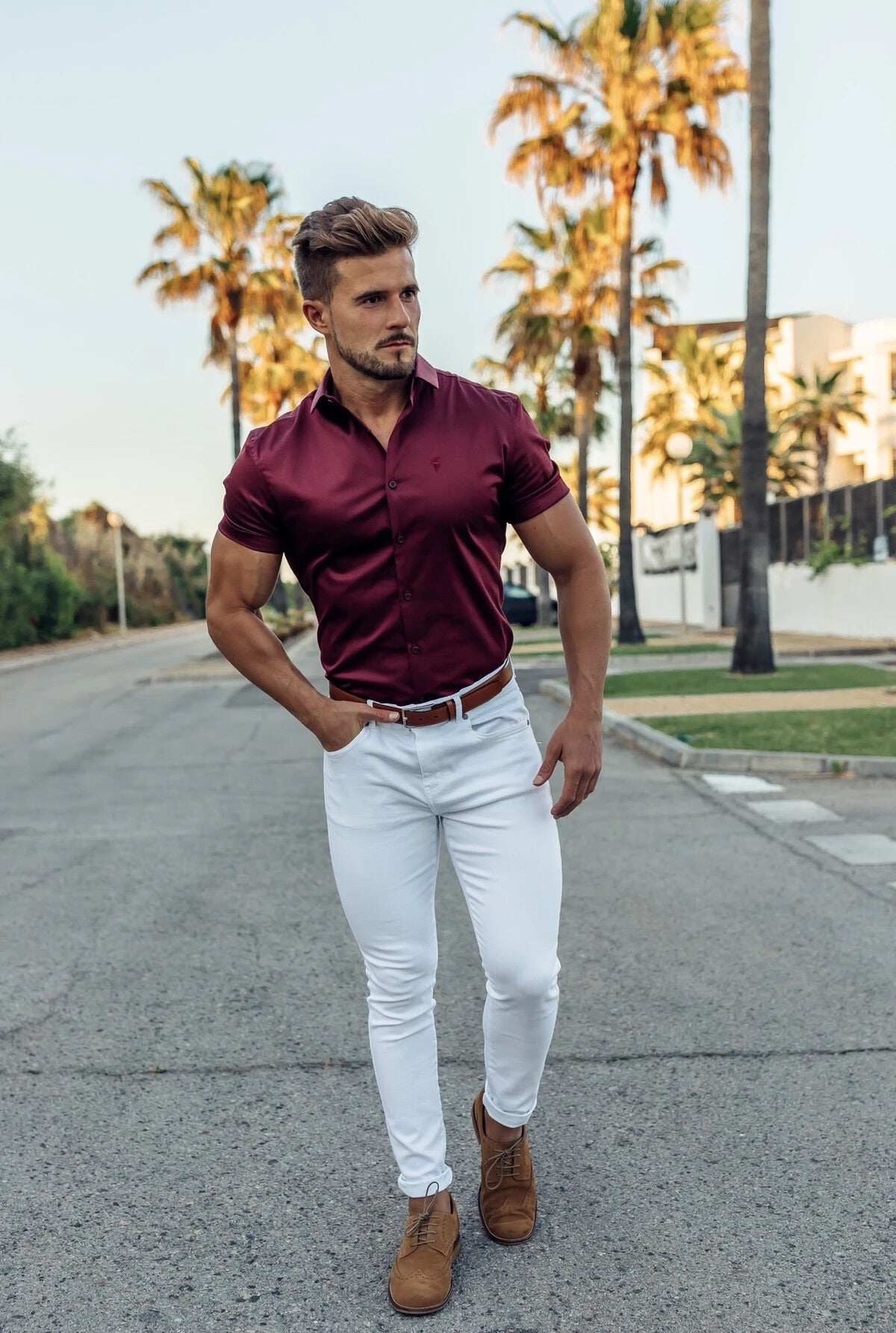 Father Sons Slim Stretch White Sateen Trousers - FSH529 (PRE ORDER 9TH AUGUST)