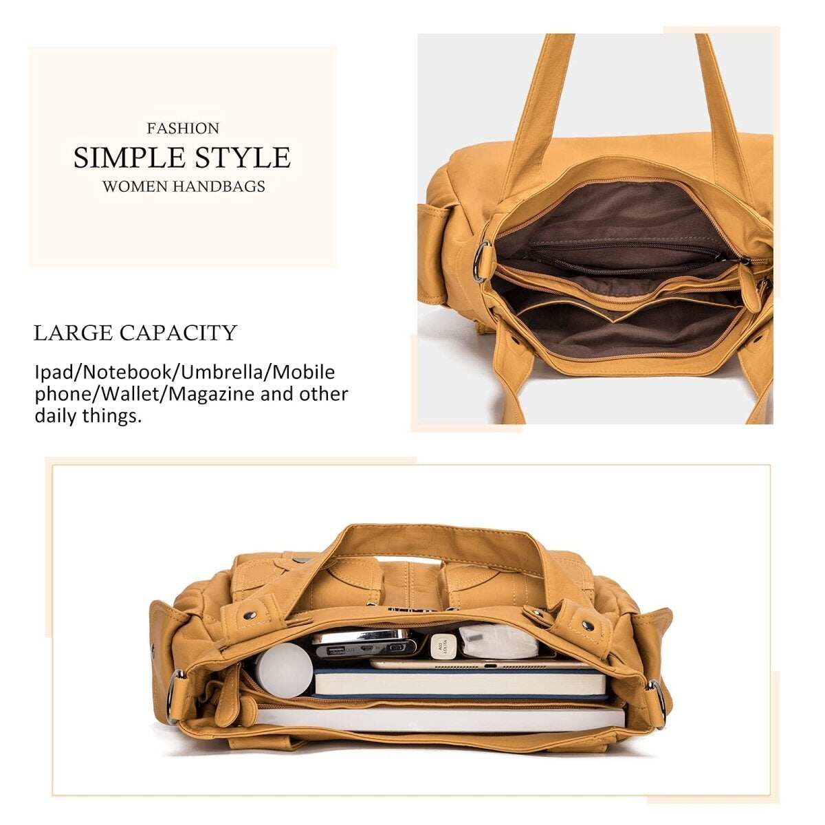 Bolsa de couro premium com muitos bolsos