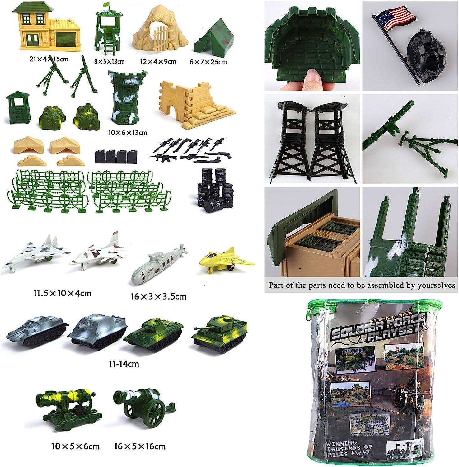 Cp-Tree Enorme Jogo de Campo de Batalha Simulado 300 Peças Conjunto de Base Militar Terno Conjunto de Jogo Militar