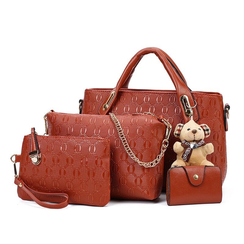 Bolsa elegante de quatro peças com charme de urso