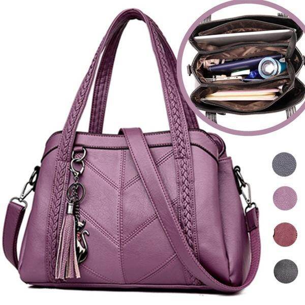 Bolsa de ombro de couro costurada na moda