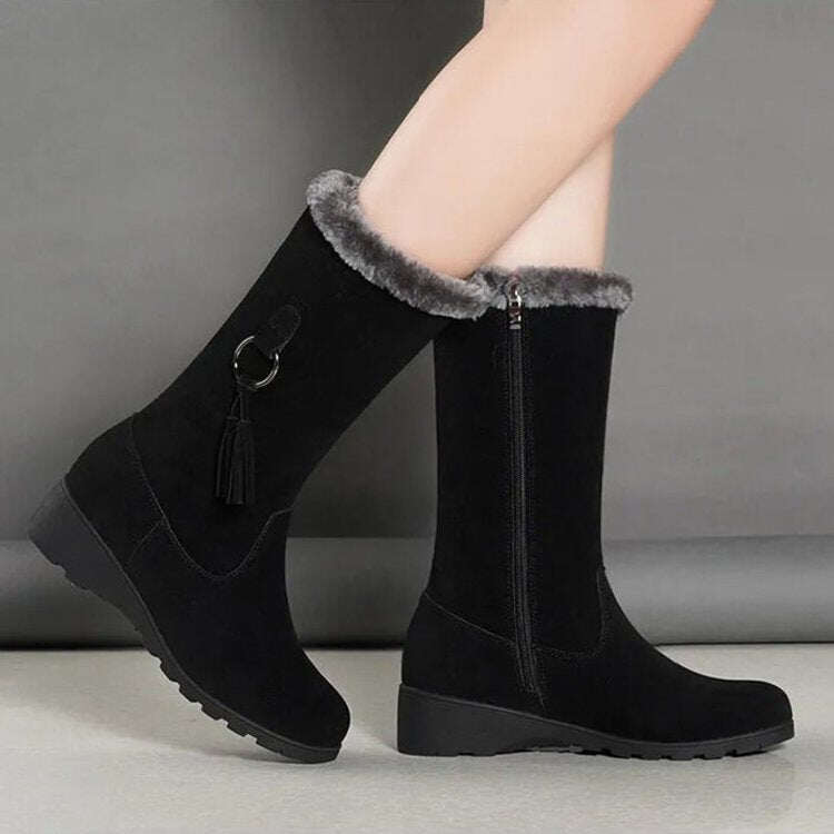 【🔥Novos produtos 2025】👢Botas femininas casuais térmicas de pelúcia sintética para neve