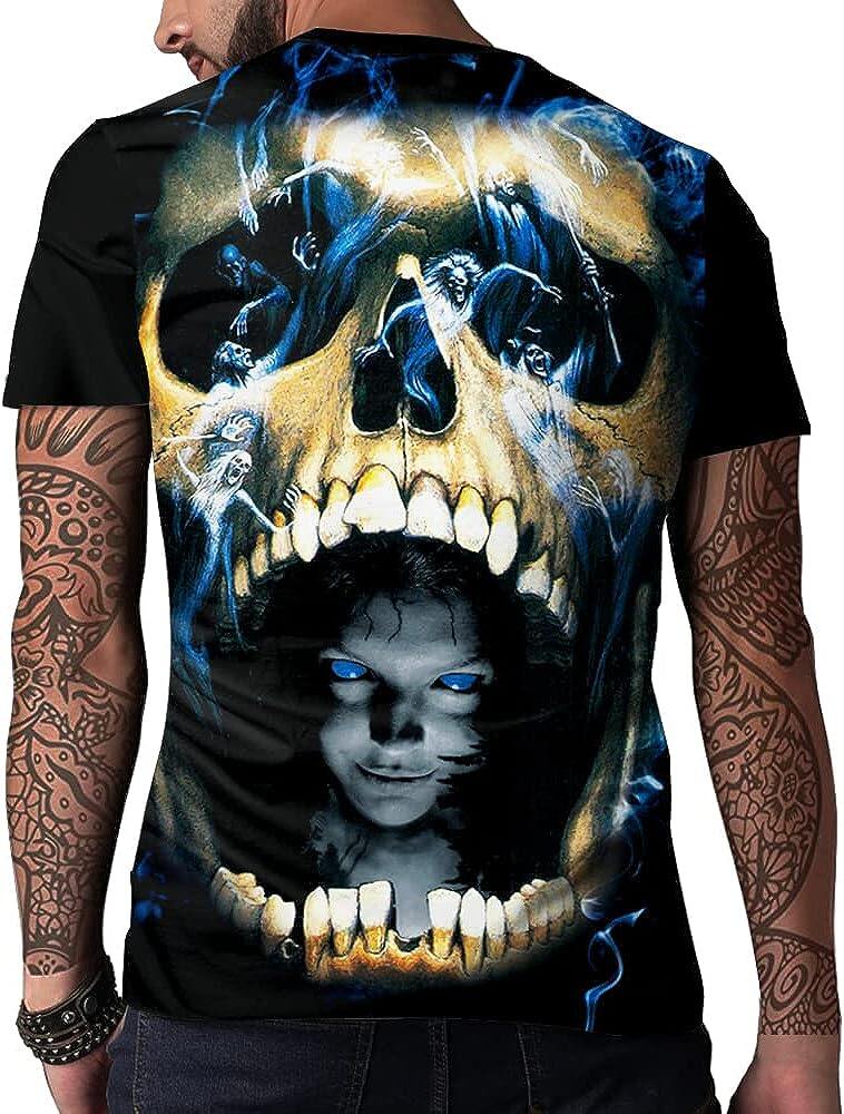 Men's 3D Print Skull T-Shirt 3D Creative Print Short Sleeve T-Shirt Casual Round Neck Novelty Street Fashion Tees Shirt