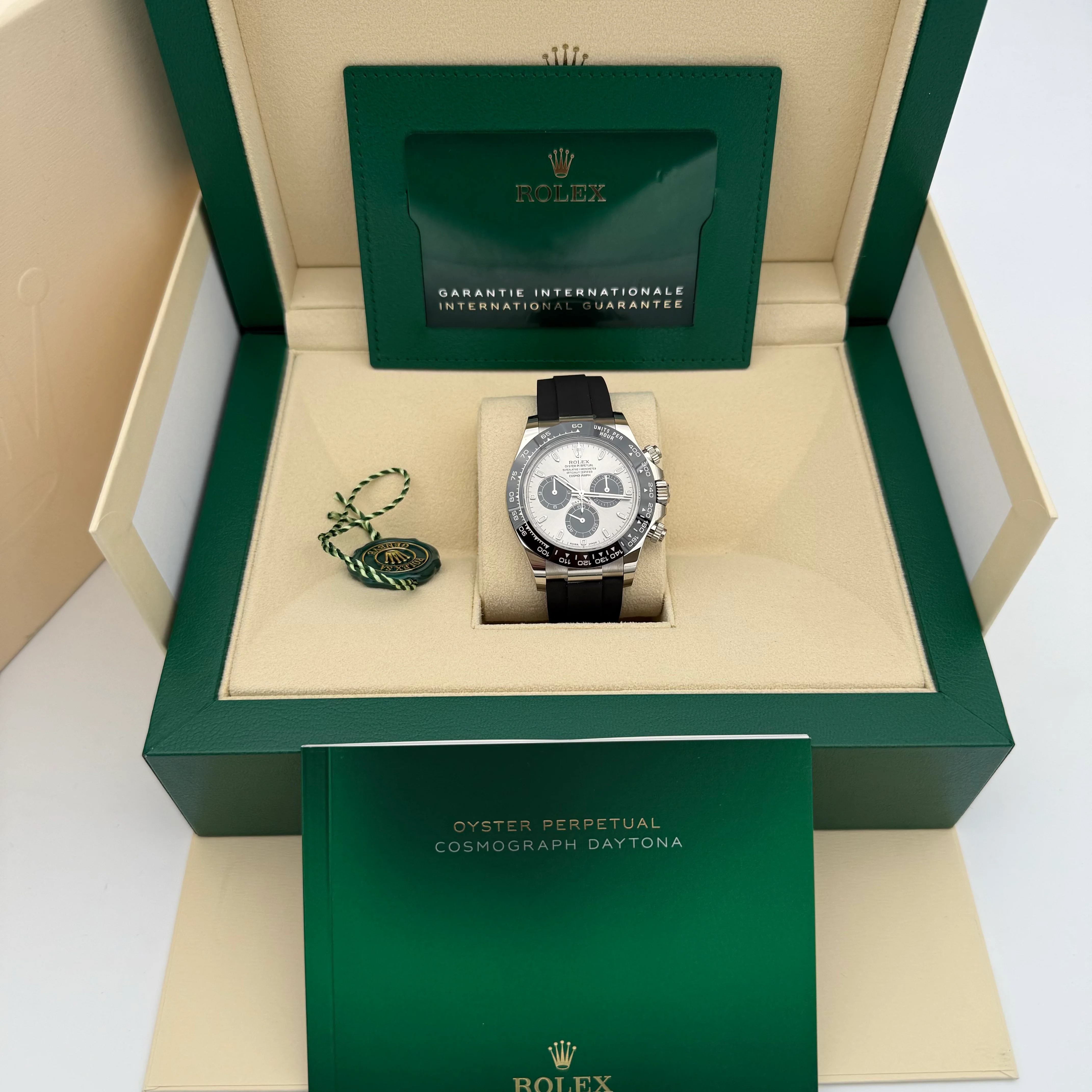 Relógio Rolex Daytona Chronograph WG mostrador cinza Oysterflex 116519